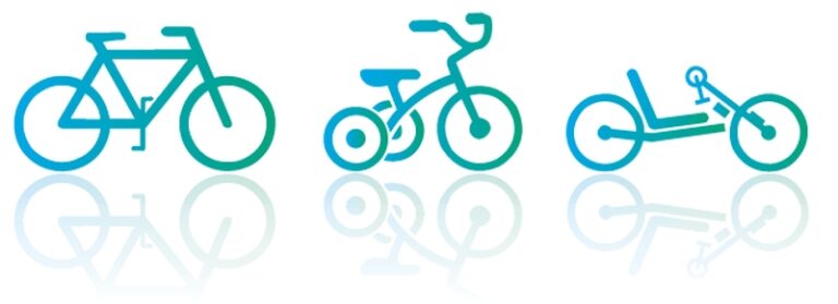 Piktogramm verschiedener Fahrradtypen