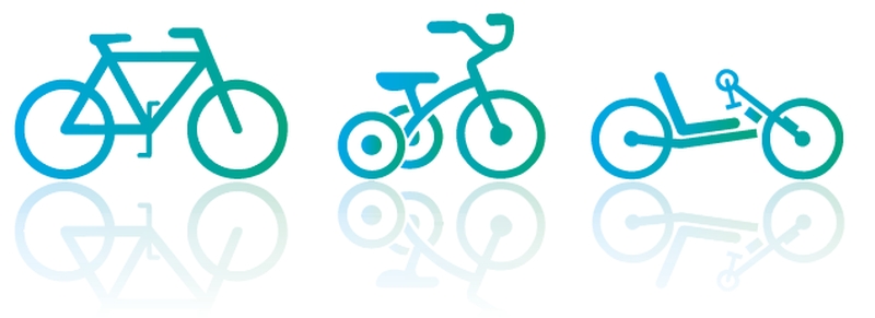 Piktogramm verschiedener Fahrradtypen