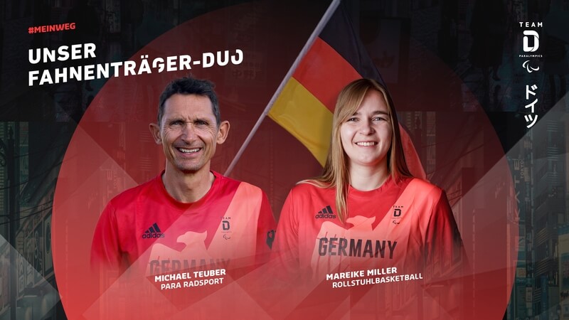 Zwei Sportler die bei den Paralympics die deutsche Fahne tragen werden